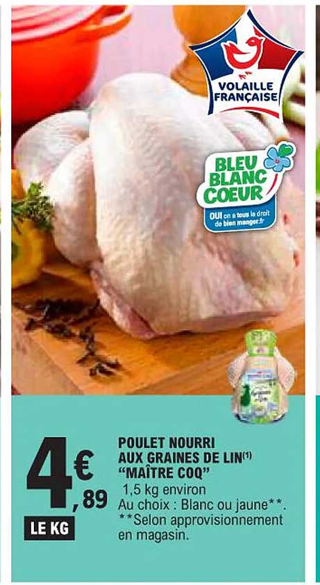 poulet nourri aux graines de lin "maître coq"