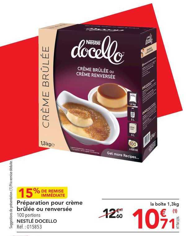préparation pour crème brûlée ou renversée nestlé docello