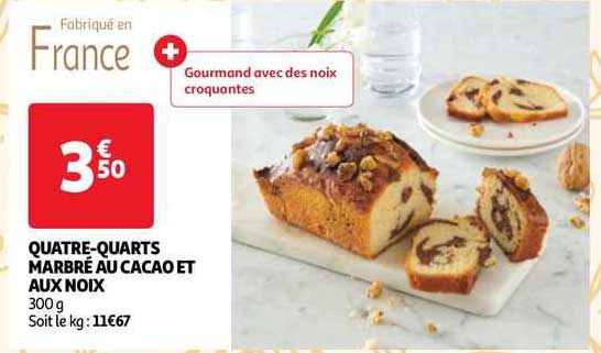 quatre-quarts marbré au cacao et aux noix