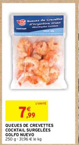 queues de crevettes cocktail surgelées golfo neuvo