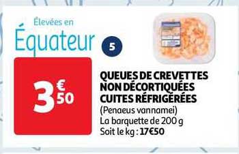 queues de crevettes non décortiquées cuites réfrigérées