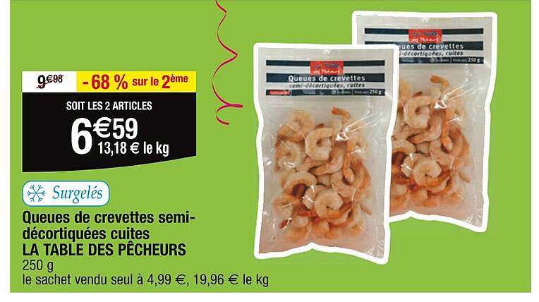 Queues De Crevettes Semi-décortiquées Cuites La Tabel Des Pêcheurs