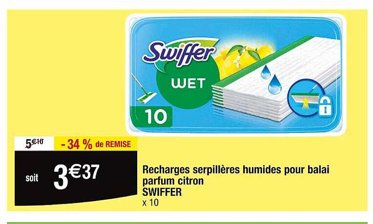 recharges serpillères humides pour balai parfum citron swiffer