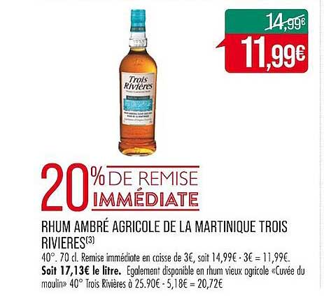 rhum ambré agricole de la martinique trois rivières