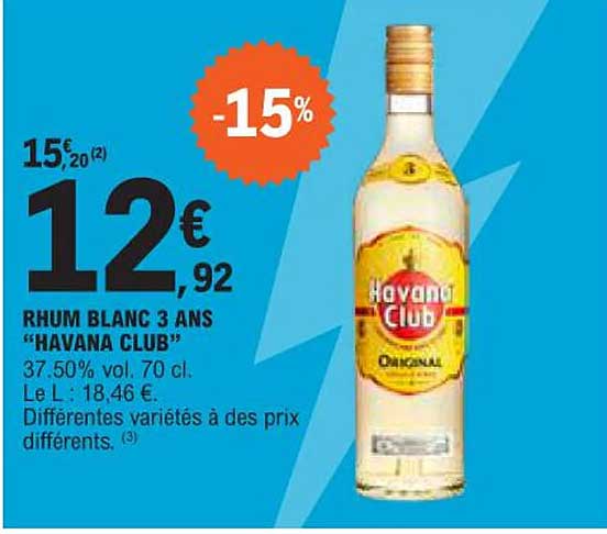 rhum blanc 3 ans "havana club"