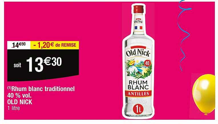rhum blanc traditionnel 40% vol. old nick