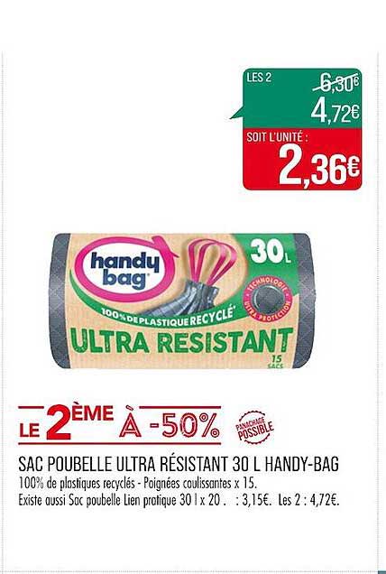 sac poubelle ultra résistant 30l handy-bag