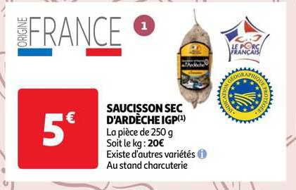 saucisson sec d'ardèche igp