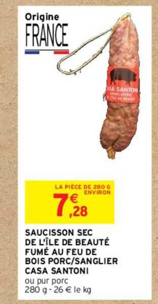 saucisson sec de l'île de beauté fumé au feu de bois porc/sanglier casa santoni