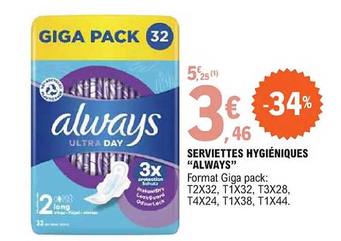 serviettes hygiéniques "always"