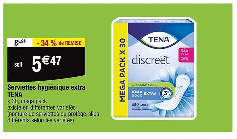 serviettes hygiéniques extra tena