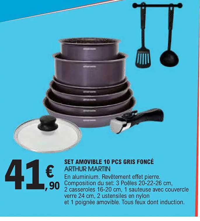 set amovible 10 pcs gris foncé arthru martin