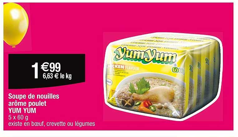 soupe de nouilles arôme poulet yum yum