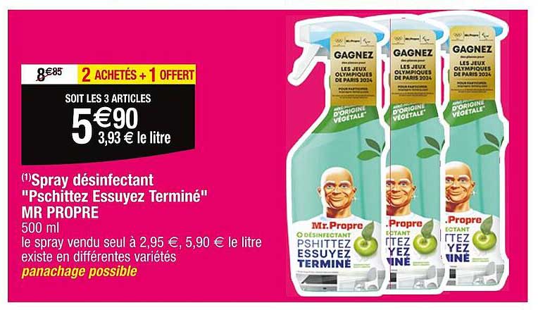spray désinfectant "pschittez essuyer terminé" mr propre
