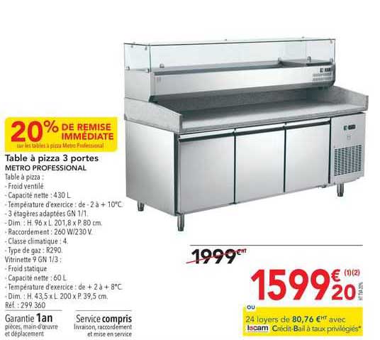 Table à Pizza 3 Portes Metro Professional