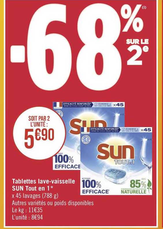 tablettes lave-vaisselle sun tout en 1