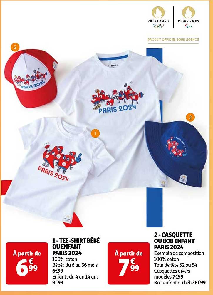 tee-shirt bébé ou enfant paris 2024, casquette ou bob enfant paris 2024