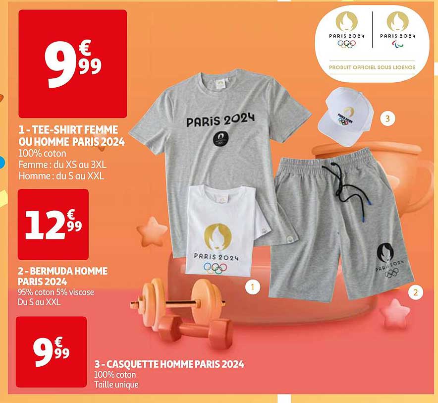 tee-shirt femme ou homme paris 2024, bermuda homme paris 2024, casquette homme paris 2024