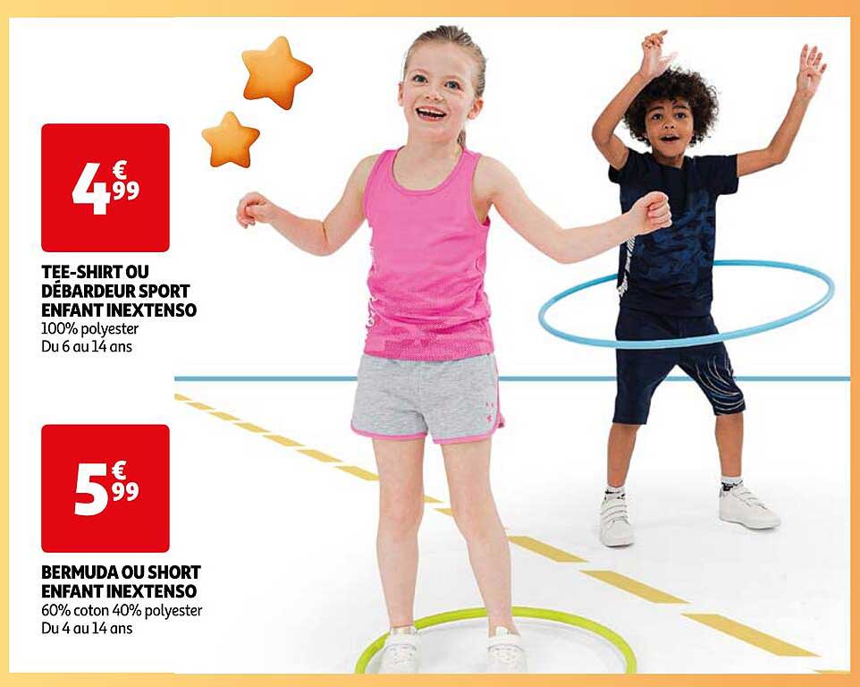 Tee-shirt Ou Débardeur Sport Enfant Inextenso, Bermuda Ou Short Enfant Inextenso