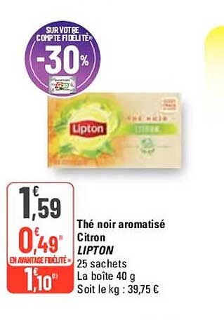 Thé Noir Aromatisé Citron Lipton