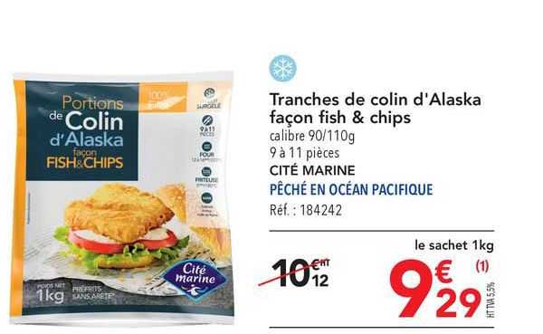 tranches de colin d'alaska façon fish & chips cité marine