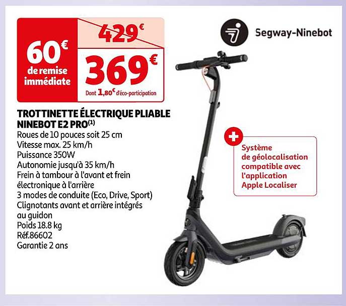 trottinette électrique pliable ninebot e2 pro segway-ninebot