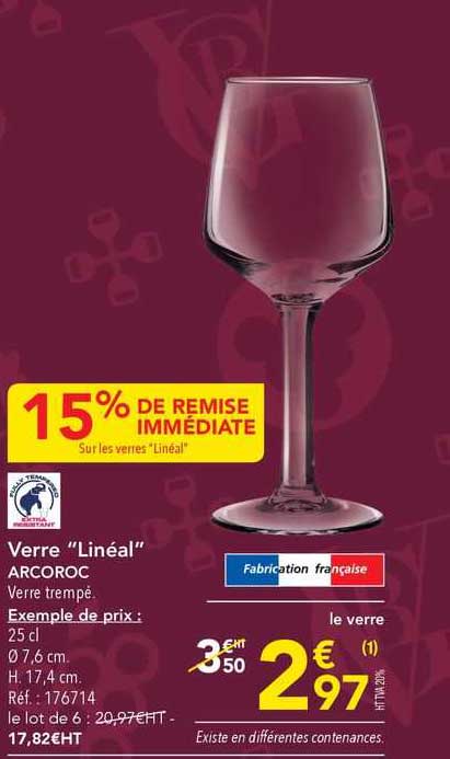 verre linéal arcoroc