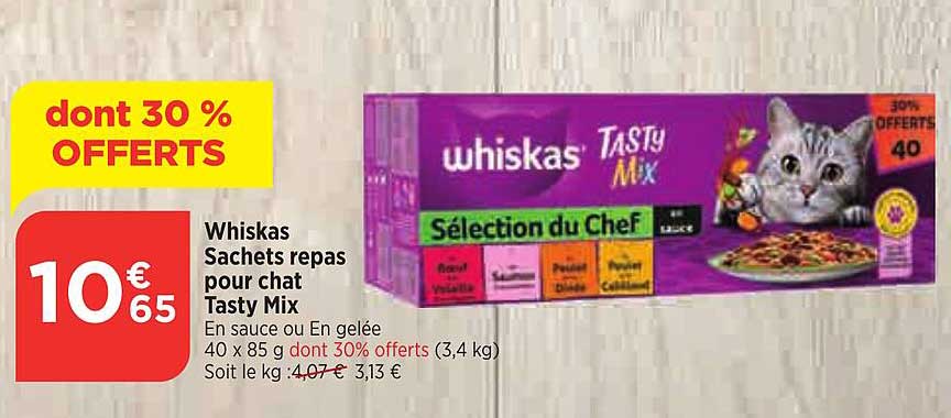whiskas sachets repas pour chat tasty mix