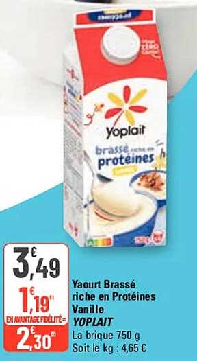 yaourt brassé riche en protéines vanille yoplait