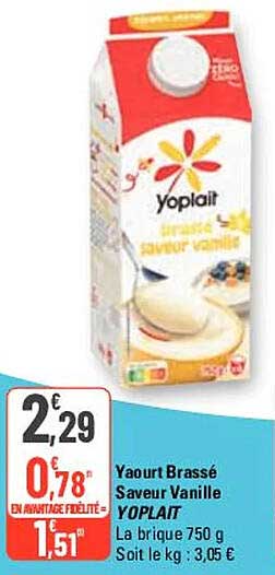 Yaourt Brassé Saveur Vanille Yoplait