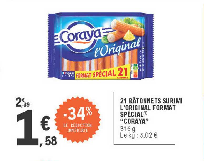 21 bâtonnets surimi l'original format spécial coraya -34% de réduction immédiate