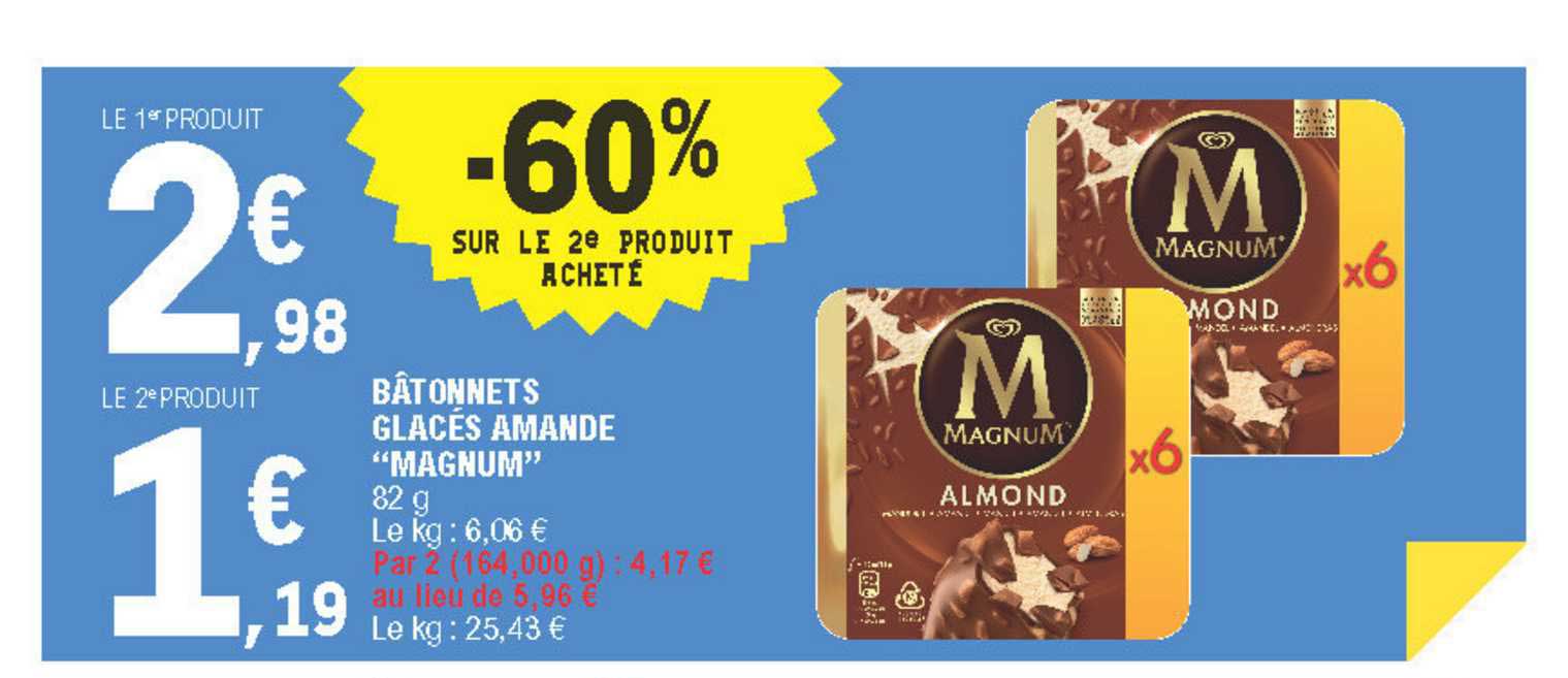 Bâtonnets Glacés Amande Magnum -60% Sur Le 2e Produit Acheté