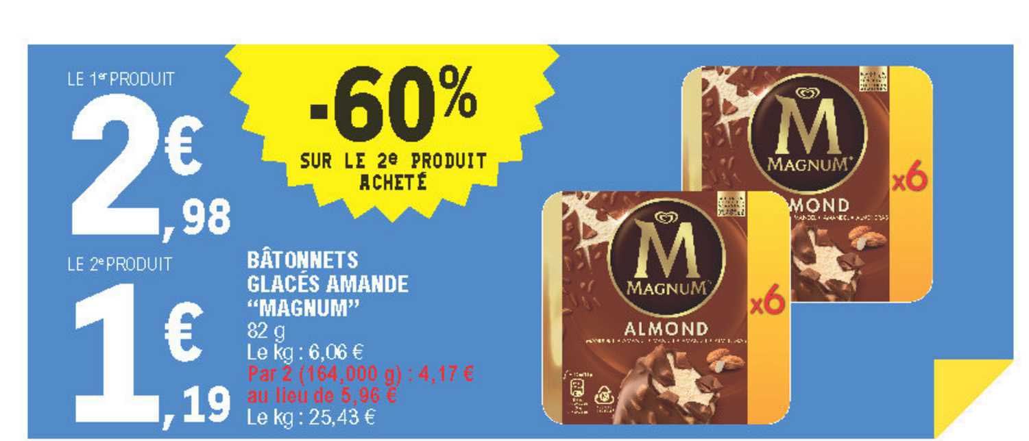 Bâtonnets Glacés Amande Magnum -60% Sur Le 2e Produit Acheté