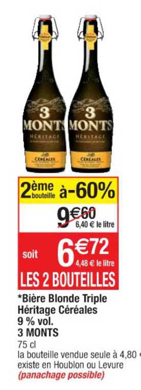 bière blonde triple héritage céréales 9% vol. 3 monts