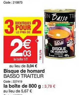 bisque de homar basso traiteur