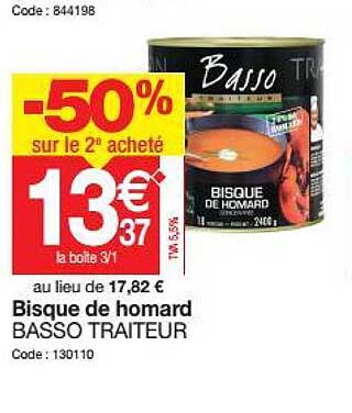 bisque de homard basso traiteur