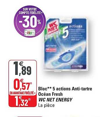 bloc 5 actions anti-tartre océan fresh wc net energy