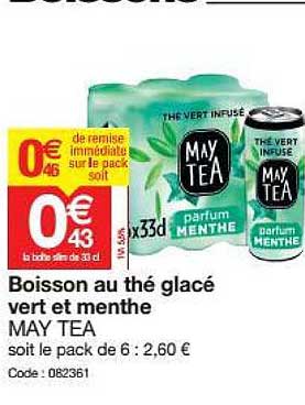 boisson au thé glacé vert et menthe  may tea