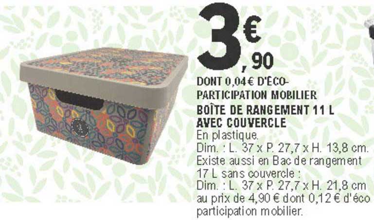 Boîte De Rangement 11l Avec Couvercle