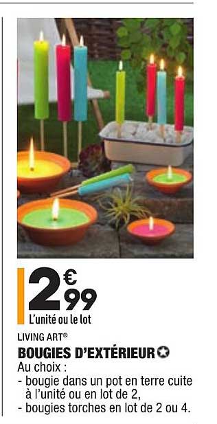 bougies d'extérieur living art