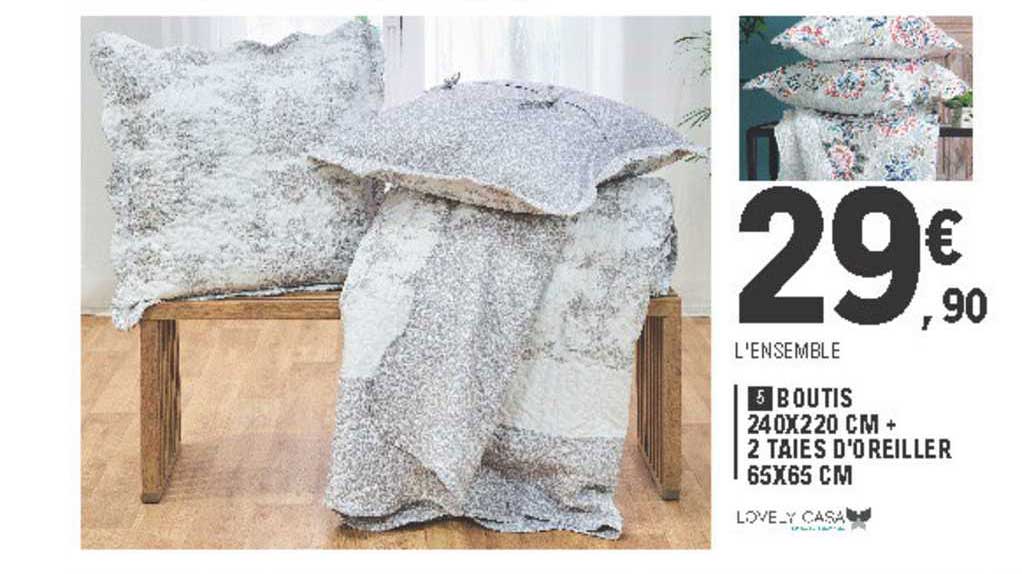boutis 240x220 cm + taies d'oreiller 65x65 cm