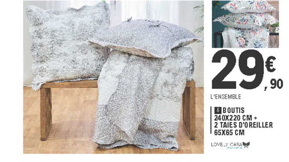 boutis 240x220 cm 2 taies d'oreiller 65x65 cm