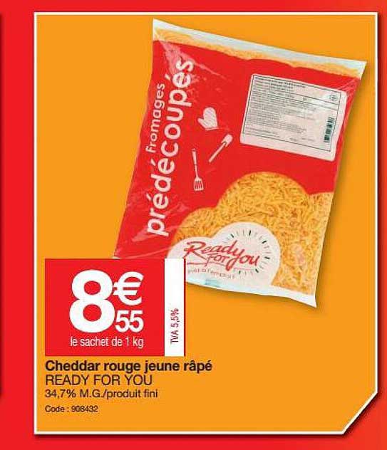 cheddar rouge jeune râpé ready for you