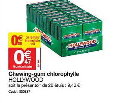 chewing-gum chlorophylle hollywood