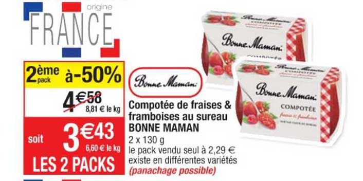 compotée de fraise & framboises au sureau bonne maman
