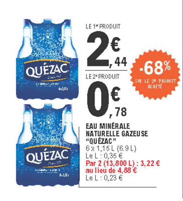 Eau Minérale Naturelle Gazeuse Quézac -68% Sur Le 2e Produit Acheté