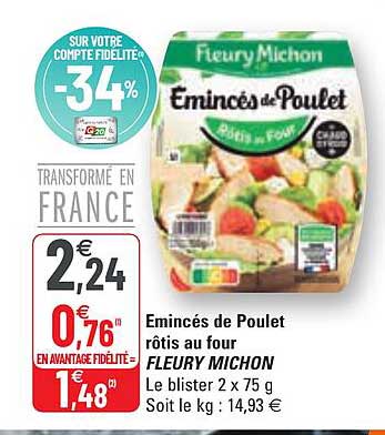 émincés de poulet rôtis au four fleury michon