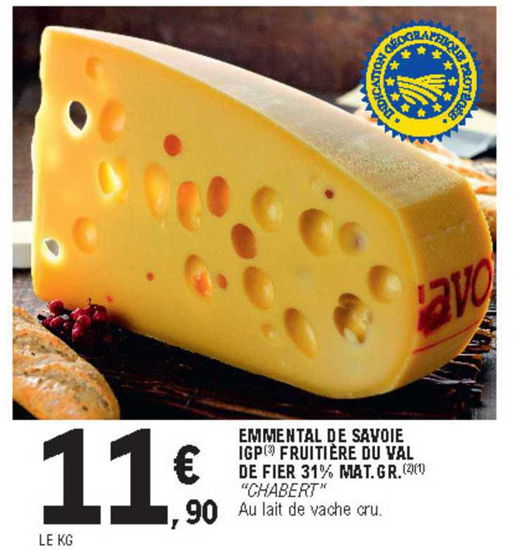 emmental de savoie igp fruitière du val de fier 31% mat. gr.