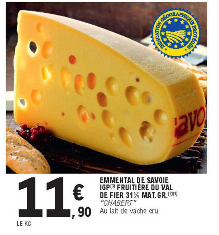 emmental de savoie igp fruitière du val de fier 31% mat. gr. chabert