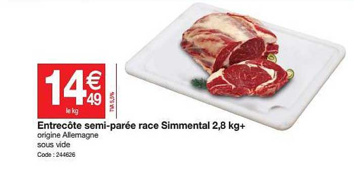 entrecoôte semi-parée race simmental 2.8 kg+